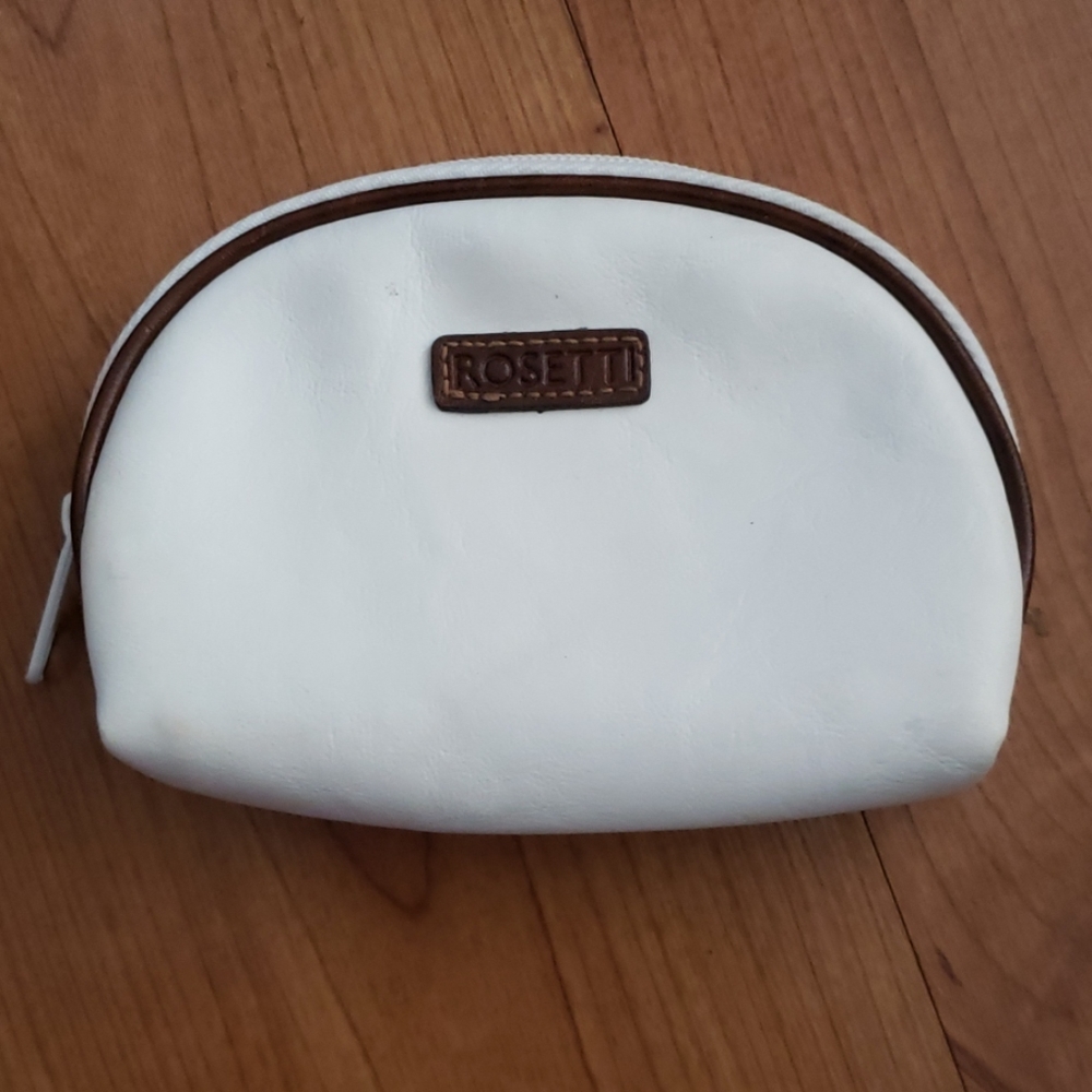 Vintage Rosetti white & brown leather change purse